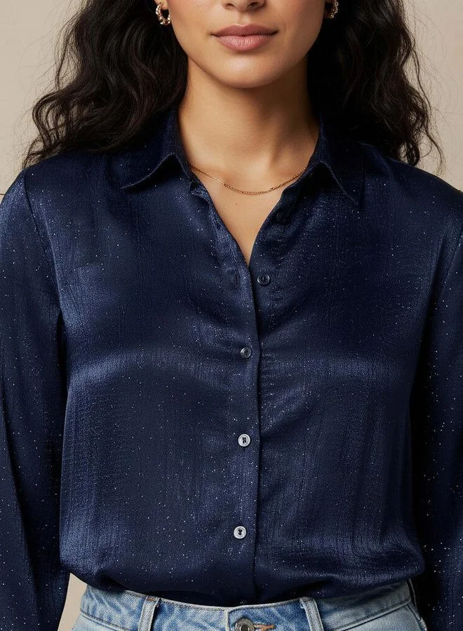 Splash FAV  Regular Fit Viscose Textured Shirt with Collar for Women | Best Price UAE