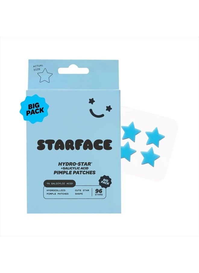 Starface World - Starface Hydro-Star + Salicylic Acid BIG PACK, Hydrocolloid Pimple Patches With 1% Salicylic Acid, Helps Soothe Deep Spots, Cute Star Shape (96 Count) - Image 1