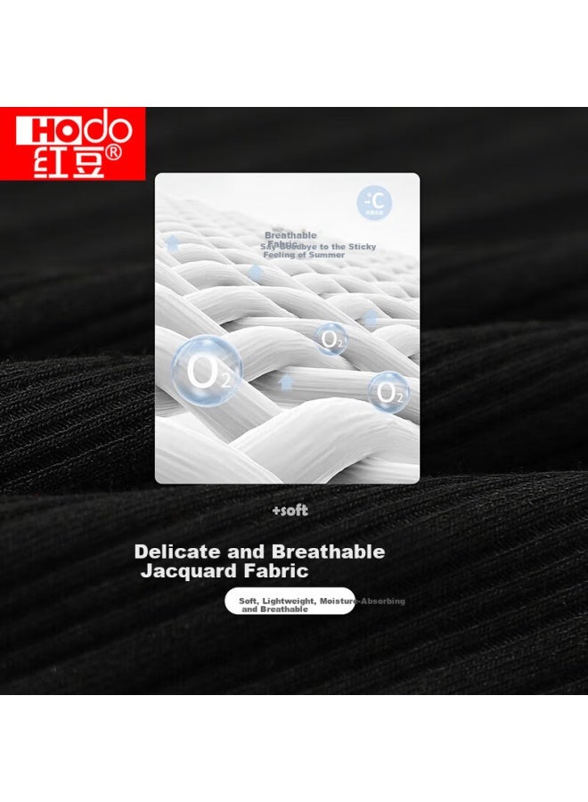 hongdou Hodo Women's Soft Cotton Lace V-neck Versatile Camisole, Vertical Striped Breathable Undershirt, Elegant Black, Size 160 - Image 4