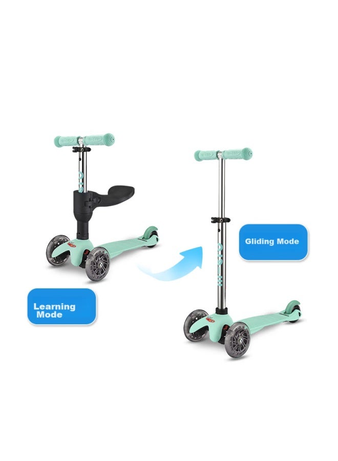 Micro Swiss Maiguo Children's Scooter, Two-in Ride-on, For Ages 1.5-2 Years Old, Kids' Scooter, Mint Green With Seat - Image 1