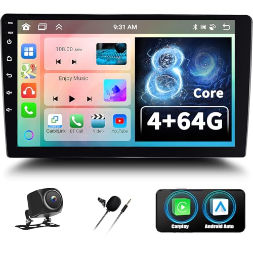 AMprime [4+64GB] 8-Core Android 13 Double Din Car Stereo with Wireless Carplay&Android Auto,9 Inch Car Radio Support Mirror Link WiFi GPS Navigation Bluetooth FM/RDS Radio EQ/HiFi/DSP/SWC+AHD Backup Camera - Image 1