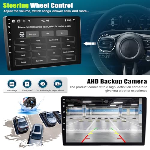 AMprime [4+64GB] 8-Core Android 13 Double Din Car Stereo with Wireless Carplay&Android Auto,9 Inch Car Radio Support Mirror Link WiFi GPS Navigation Bluetooth FM/RDS Radio EQ/HiFi/DSP/SWC+AHD Backup Camera - Image 5