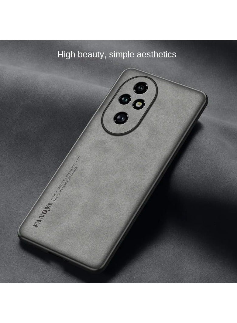 عام Case Compatible with Honor 200 Pro 5G, Plain Leather Case Matte Silicone Bumper Anti-Fingerprint Shockproof Protective Back Cover for Honor 200 Pro - Image 2