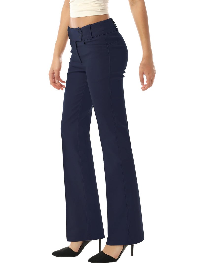 MixMatchy Womens Ultra Stretch Lux Comfort with Flex Motion Bootcut Dress Pants Work Business Office Trousers Navy S
