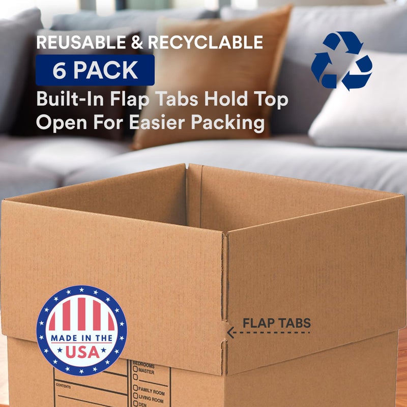 BOX USA Moving Boxes Large Heavy Duty 18x18x24 (6-Pack) Corrugated Cardboard Box for Shipping, Mailing, Packing, Packaging and Storage 18"L x 18"W x 24"H - Image 3