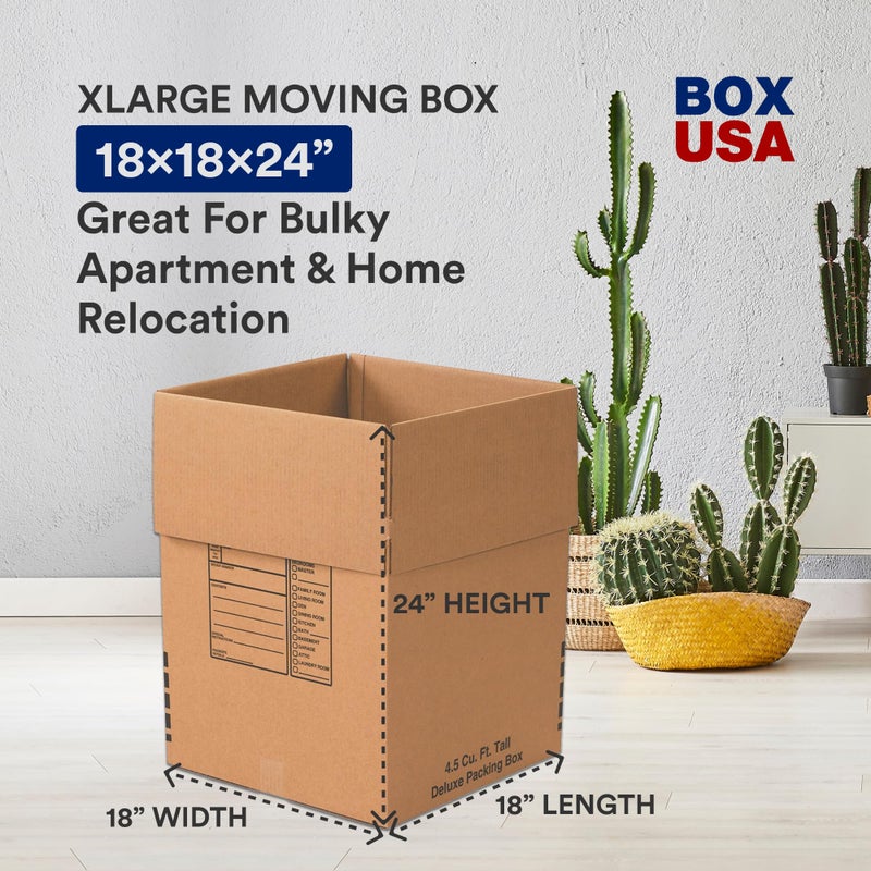 BOX USA Moving Boxes Large Heavy Duty 18x18x24 (6-Pack) Corrugated Cardboard Box for Shipping, Mailing, Packing, Packaging and Storage 18"L x 18"W x 24"H - Image 2