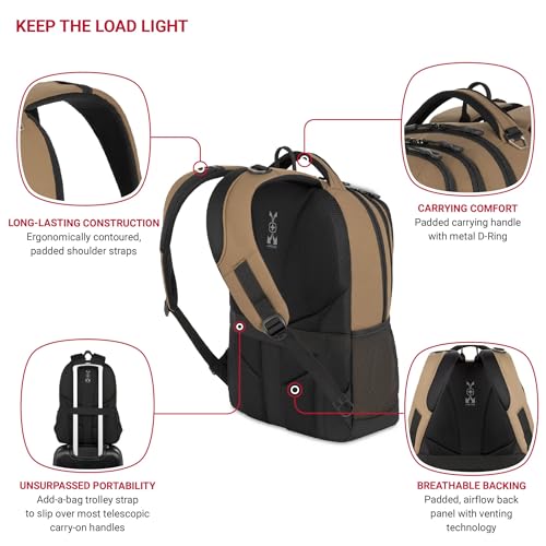 SwissGear Cecil 5505 Laptop Backpack, Pastel Brown/Black, 18-Inch - Image 4