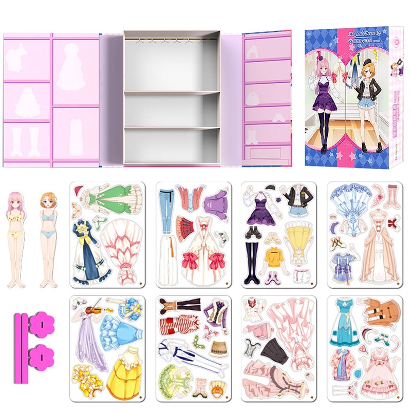 Daniel Axel Magnetic Dress Up Paper Doll Pretend Play Game ToysDollhouse Magnet People Clothes Puzzles Development for 3 Year Old Girls ToddlerPreschool Learning Created Imagine Birthday Gift A Set - Image 2