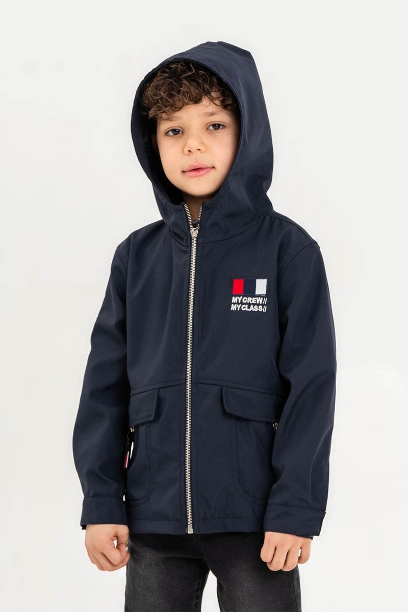 Gold Class Kidswear جاكيت صبيان مائي محبوك بغطاء رأس وسحاب  - Image 1