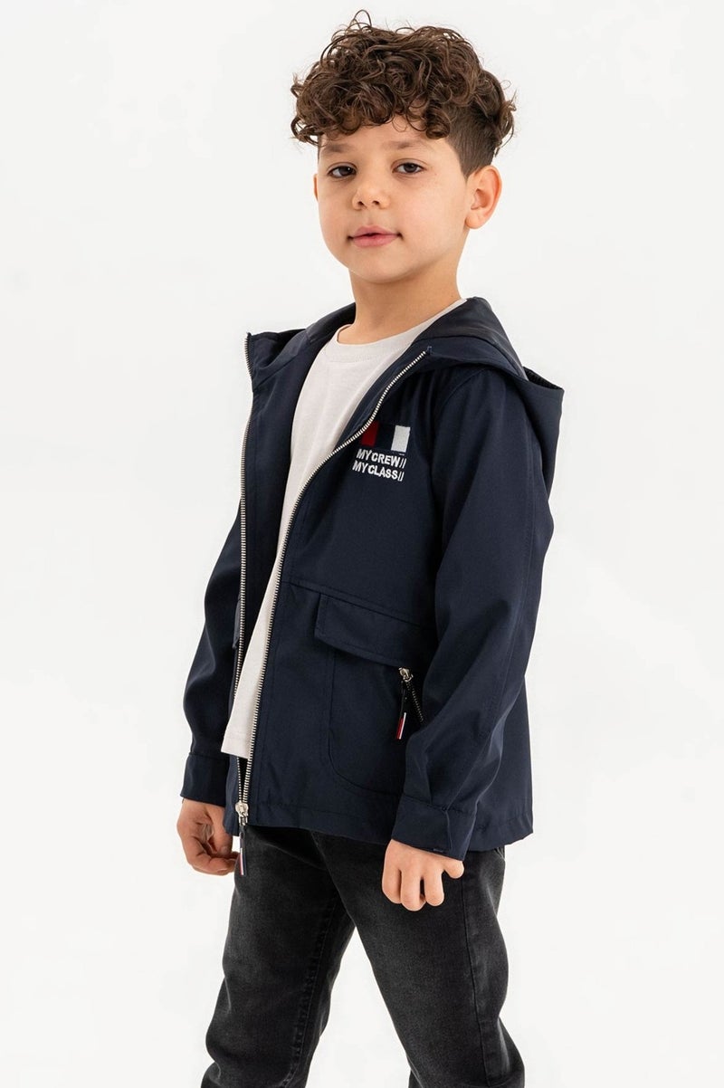 Gold Class Kidswear جاكيت صبيان مائي محبوك بغطاء رأس وسحاب  - Image 3