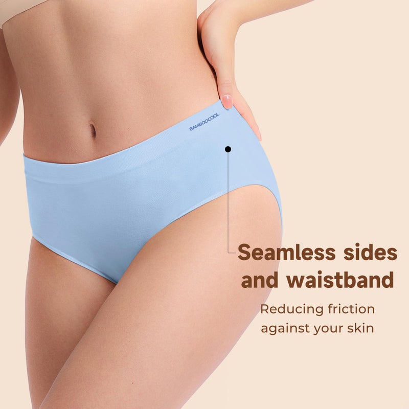 BAMBOO COOL Women's Underwear Bamboo Bikini Panties Moisture-Wicking Hipter Seamless Stretchy Briefs Breathable Underwear 6-pack - Image 2