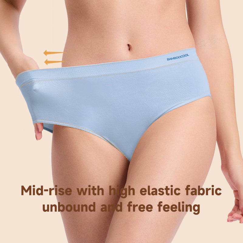 BAMBOO COOL Women's Underwear Bamboo Bikini Panties Moisture-Wicking Hipter Seamless Stretchy Briefs Breathable Underwear 6-pack - Image 4