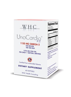 Unocardio X2 Fish Oil Triglyceride Omega3 Fatty Acids 1270 Mg Fish Oil Supplement (622 Mg Epa / 420 Mg Dha/Total 1150 Mg Of Omega3 Per Serving) Natural Orange 60 Softgels