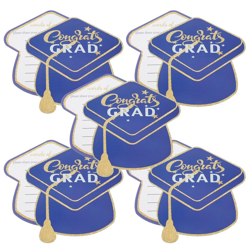 Graduation Cap Greeting Cards Blue 10 Pack Blank for Party Invitations and Messages - Image 2
