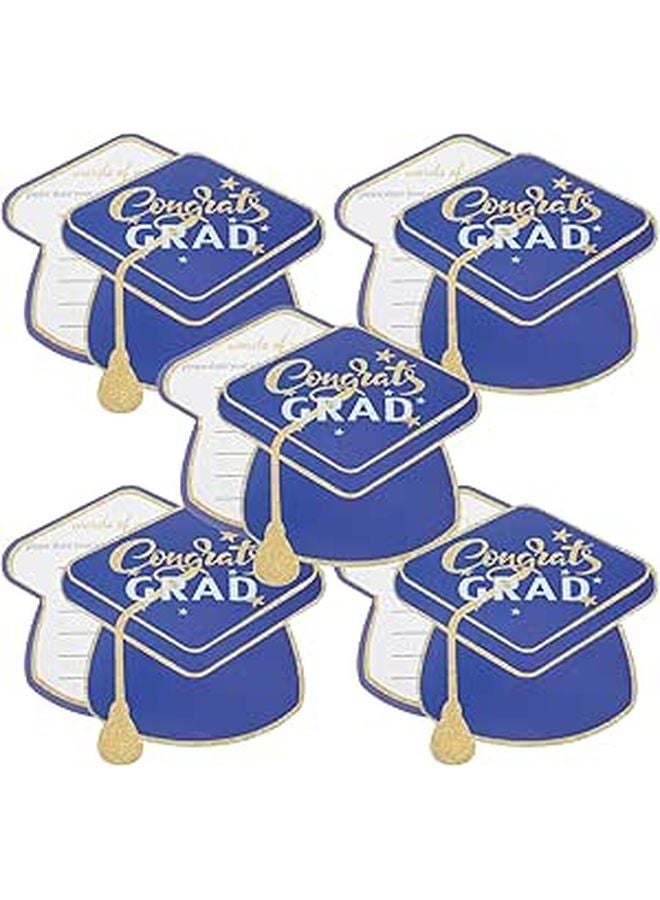 Graduation Cap Greeting Cards Blue 10 Pack Blank for Party Invitations and Messages - Image 1