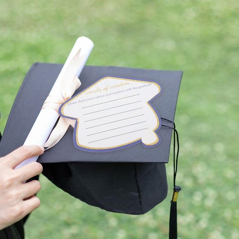 Graduation Cap Greeting Cards Blue 10 Pack Blank for Party Invitations and Messages - Image 5