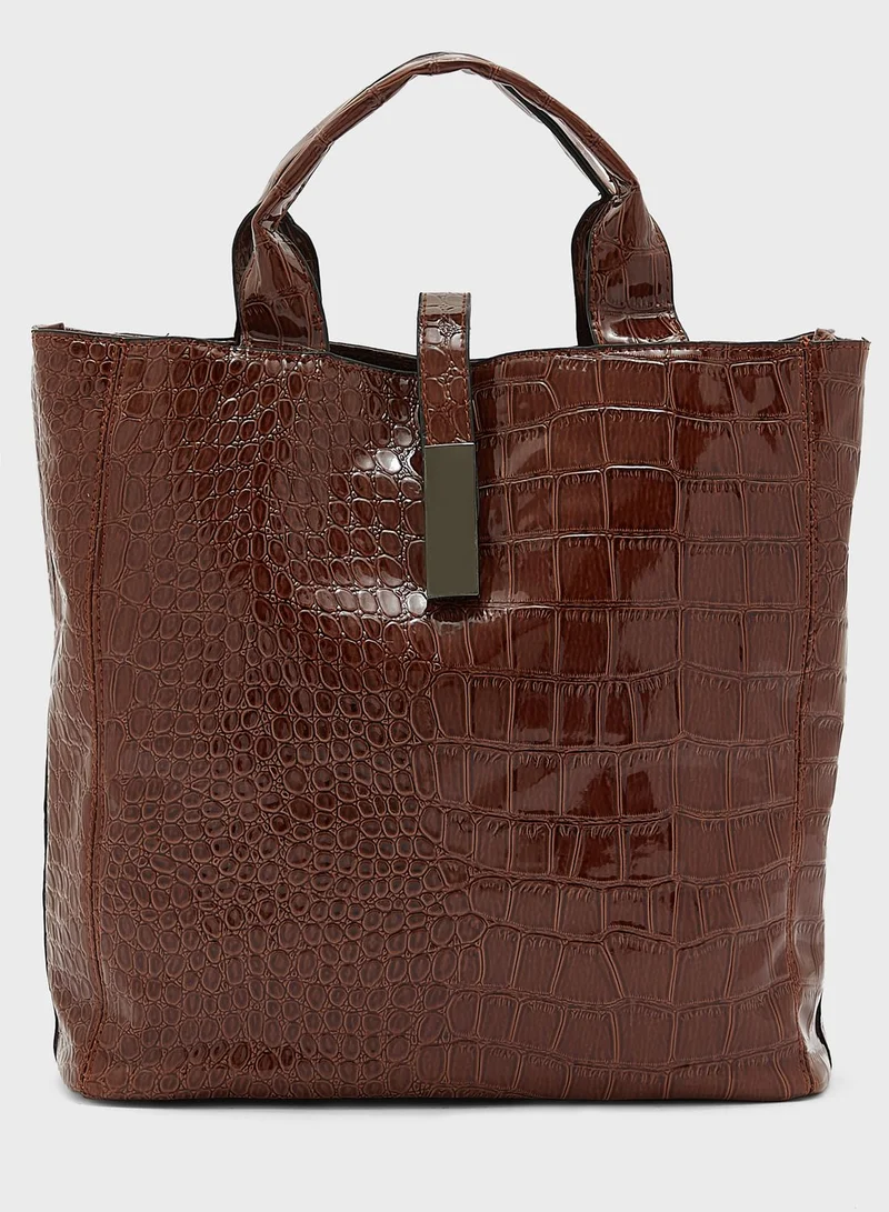ELLA 3 Piece Croc Tote Handbag Set