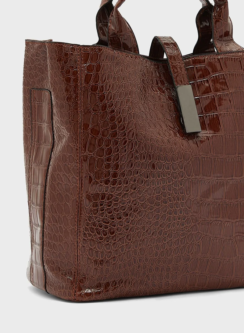 ELLA 3 Piece Croc Tote Handbag Set