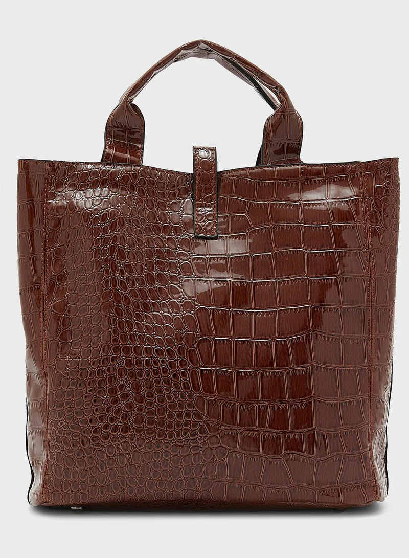 ELLA 3 Piece Croc Tote Handbag Set