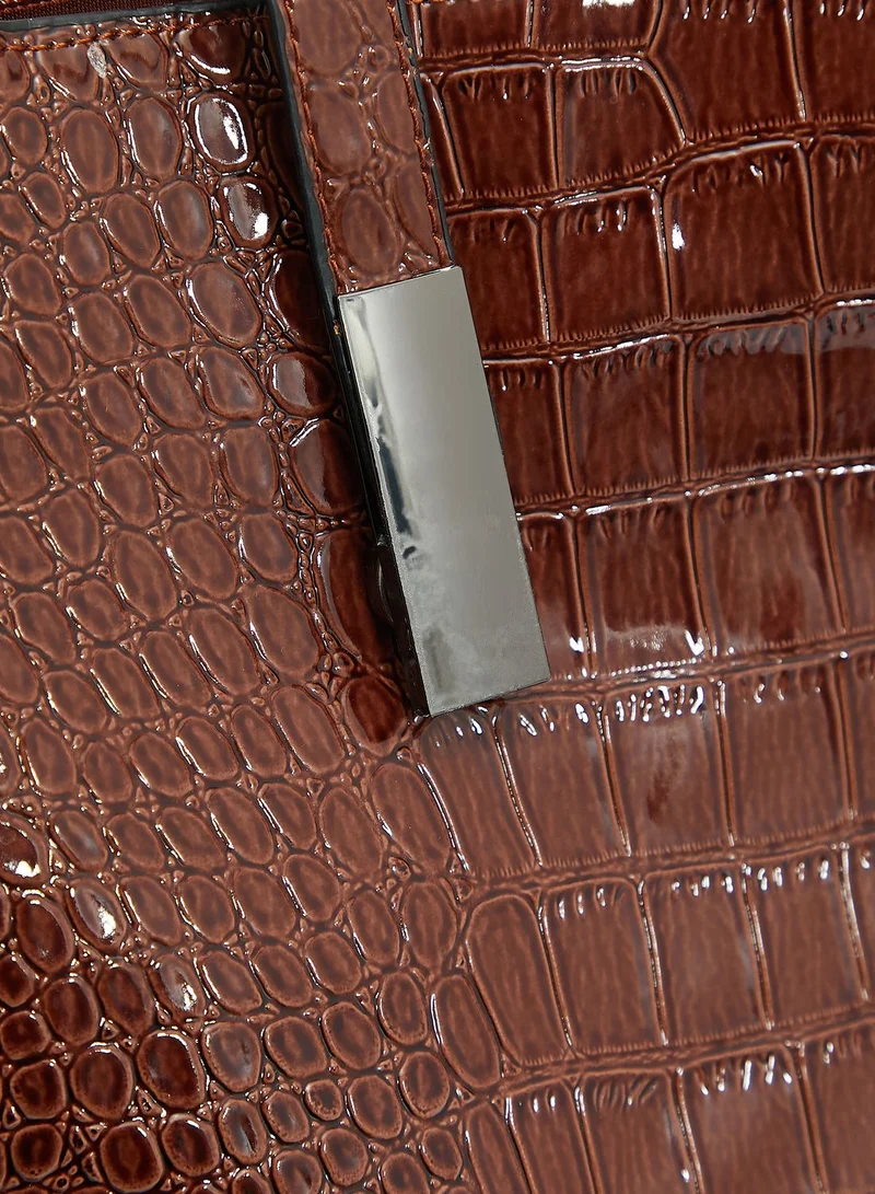 ELLA 3 Piece Croc Tote Handbag Set