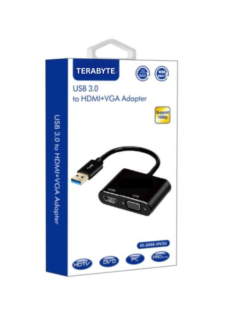 Terabyte USB 3.0 to HDMI Converter 1080P HDMI and VGA Sync - Image 1