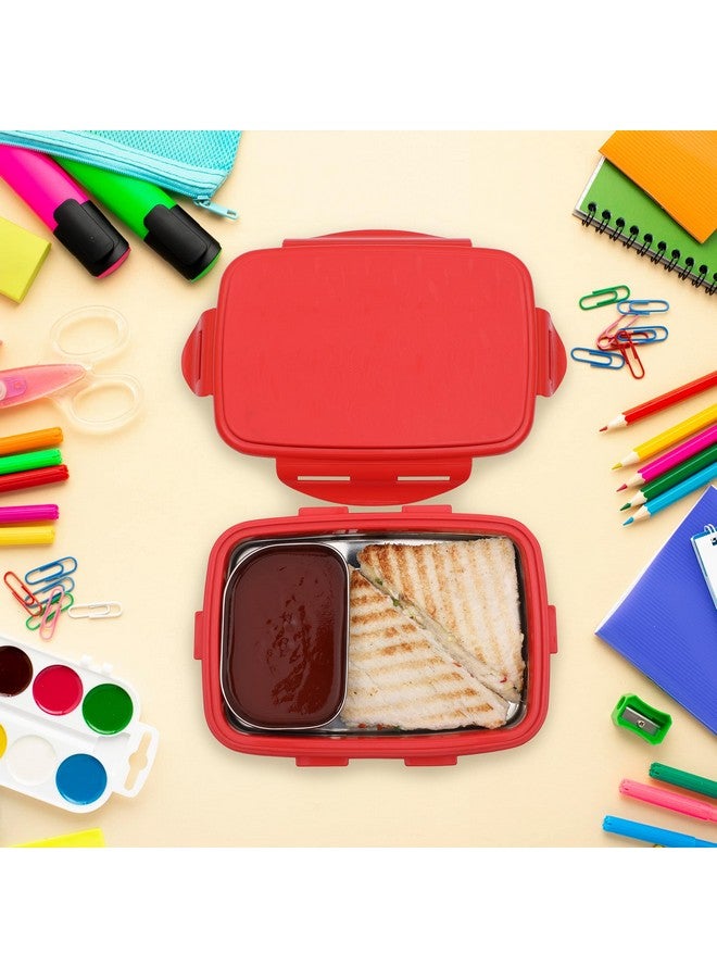 JAYPEE Inner Stainless Steel Insulated Lunch Box Wavesteel Sr. Red, 500 ml, Airtight Lunch Box for School Kids |Spillproof with Silicon Seal | Food Grade | BPA Free - Image 4