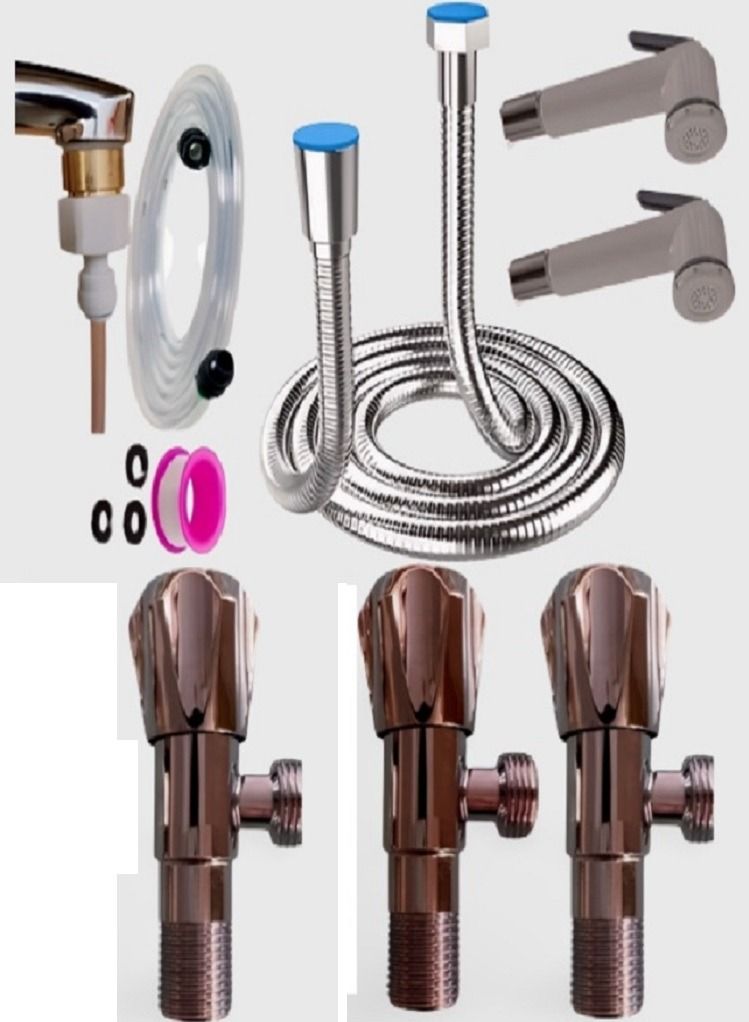 100% Professional choice 3 angle valves and a 1.5-meter nickel-thermal hose, 2 shattafs and an additional hose of 5 meters