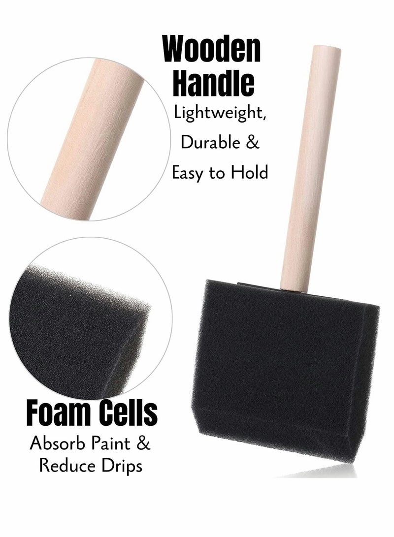 فرشاة فوم، 10 قطع فرشاة طلاء فوم، 4 أحجام فرشاة إسفنجية بمقبض خشبي لطلاء الأكريليك، البقع، الورنيش، الحرف اليدوية - Image 4
