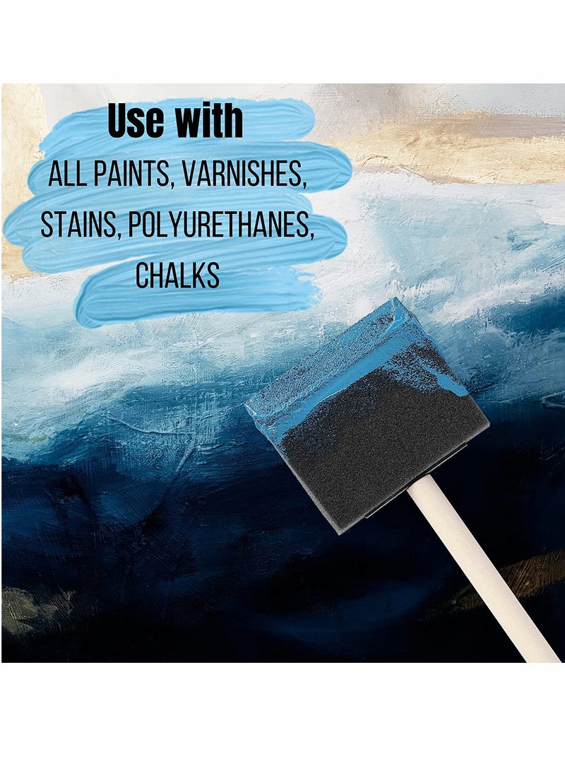 فرشاة فوم، 10 قطع فرشاة طلاء فوم، 4 أحجام فرشاة إسفنجية بمقبض خشبي لطلاء الأكريليك، البقع، الورنيش، الحرف اليدوية - Image 5