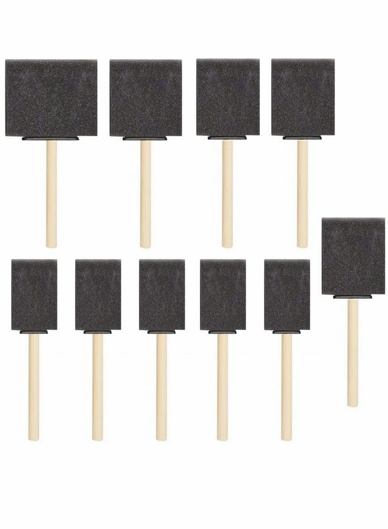 فرشاة فوم، 10 قطع فرشاة طلاء فوم، 4 أحجام فرشاة إسفنجية بمقبض خشبي لطلاء الأكريليك، البقع، الورنيش، الحرف اليدوية - Image 1