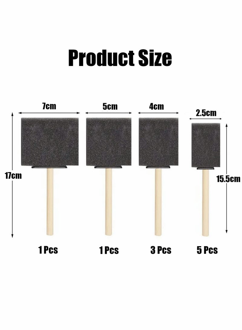 فرشاة فوم، 10 قطع فرشاة طلاء فوم، 4 أحجام فرشاة إسفنجية بمقبض خشبي لطلاء الأكريليك، البقع، الورنيش، الحرف اليدوية - Image 2