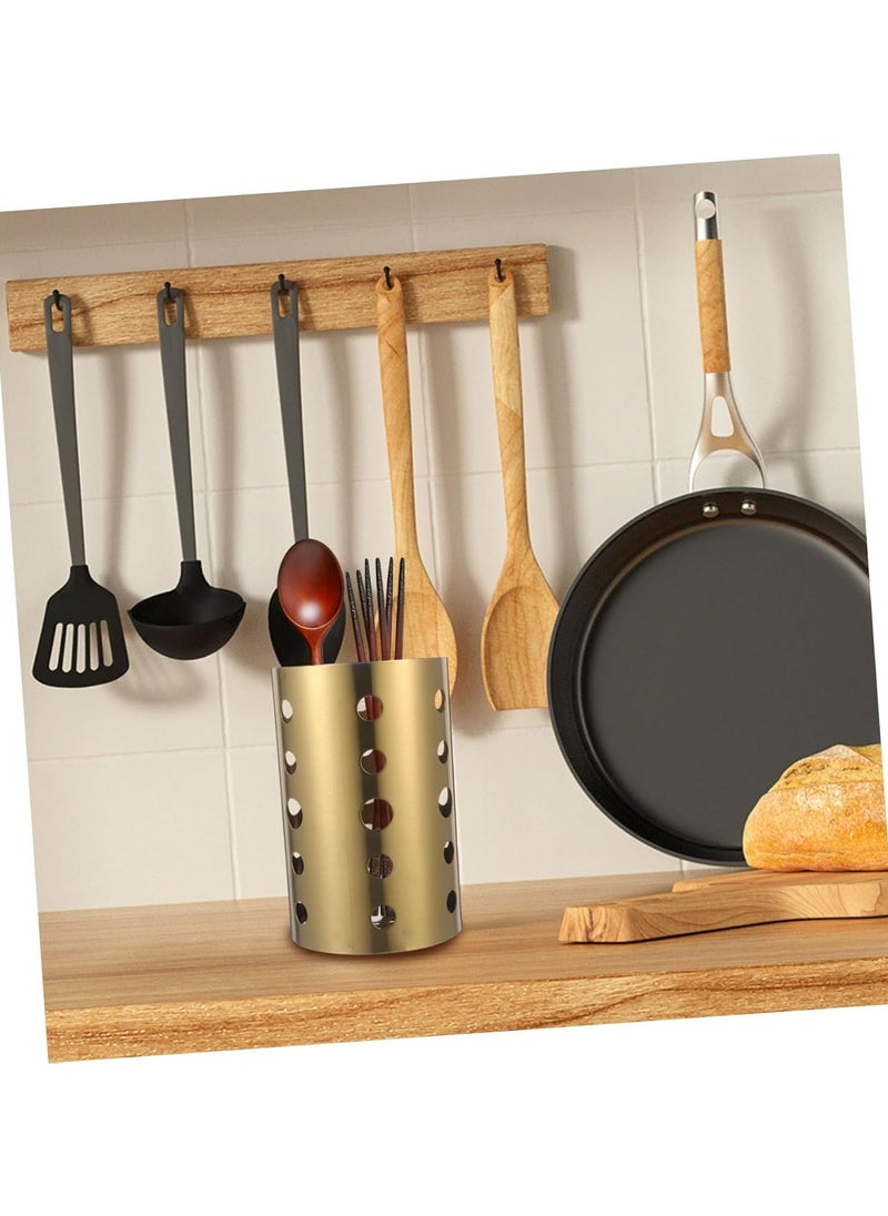 Oasisgalore Cutlery Rack with Chopsticks Holder - Metal Kitchen Utensil Storage, Gold/Silverware Option  - Image 2