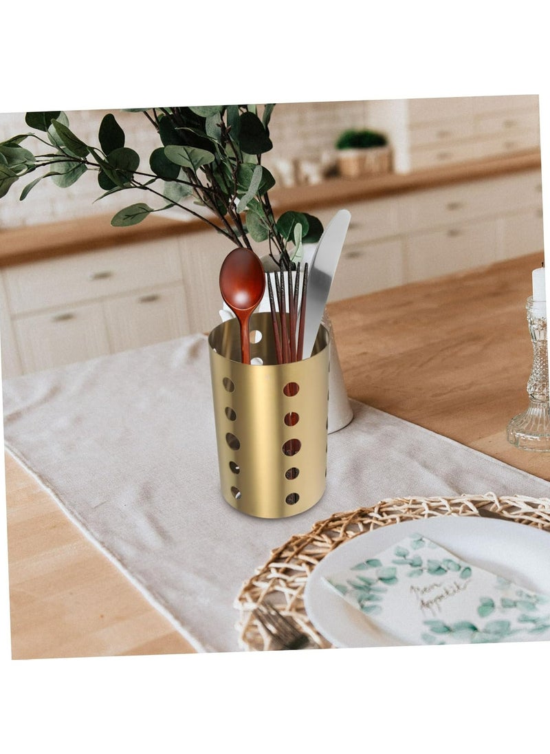 Oasisgalore Cutlery Rack with Chopsticks Holder - Metal Kitchen Utensil Storage, Gold/Silverware Option  - Image 5