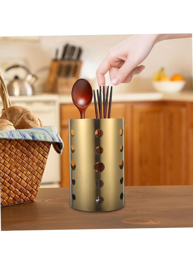 Cutlery Rack with Chopsticks Holder - Metal Kitchen Utensil Storage, Gold/Silverware Option