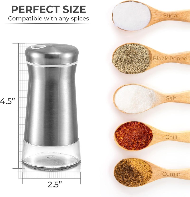 Kitchen & Go Salt Shaker or Pepper Shaker with Adjustable Pour Holes - Elegant Stainless Steel Spice Dispenser - Perfect for Himalayan, Table Salt, White and Black Pepper (Salt Shaker) - Image 5
