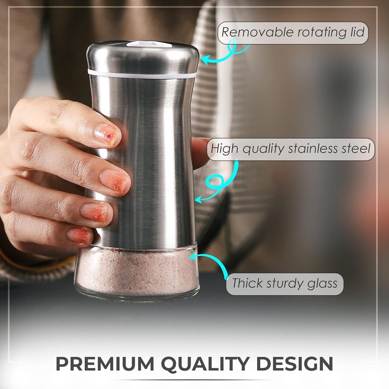 Kitchen & Go Salt Shaker or Pepper Shaker with Adjustable Pour Holes - Elegant Stainless Steel Spice Dispenser - Perfect for Himalayan, Table Salt, White and Black Pepper (Salt Shaker) - Image 4