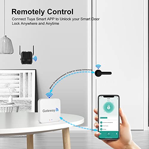 BIWIBON Smart Door Knob Wi-Fi Gateway,Bluetooth Fingerprint Door Lock Wi-Fi Bridge with Tuya Smart APP,Tuya Remote Control Keyless Entry Door Lock WiFi Hub Compatible with Alexa for Voice Control - Image 4