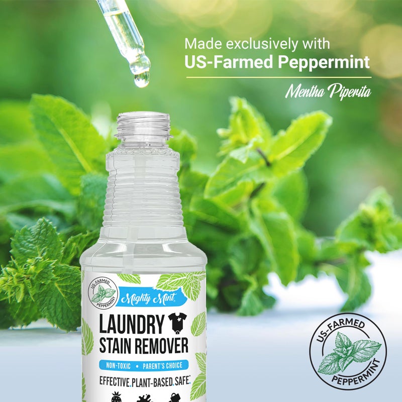 Mighty Mint Laundry Stain Remover, Parent’s Choice Spray for Stains from Food, Drink, Grease, Natural Peppermint Scent, 16oz - Image 5
