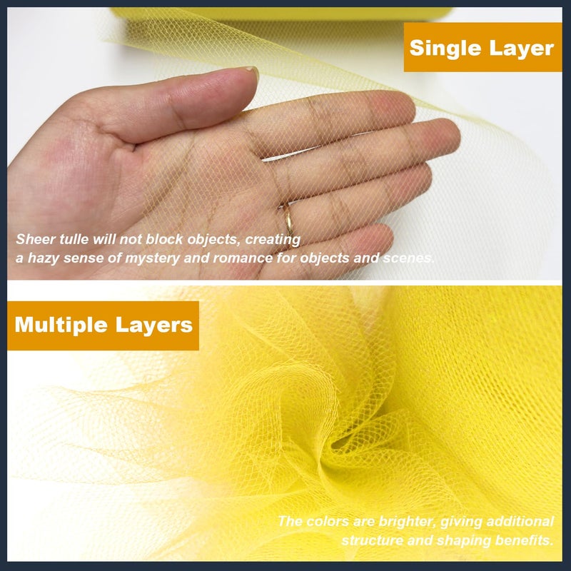 Ableme Deco Tulle Fabric Roll 6 Inch by 100 Yards (300 ft) Tulle Ribbon Sheer Mesh Netting for DIY Tutu Skirt Gift Wrapping Wedding Baby Shower Birthday Halloween Party Decorations Crafts, 34 Colors (Yellow) - Image 4