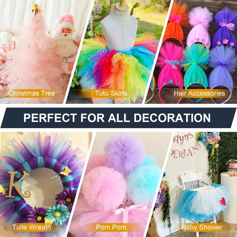 Ableme Deco Tulle Fabric Roll 6 Inch by 100 Yards (300 ft) Tulle Ribbon Sheer Mesh Netting for DIY Tutu Skirt Gift Wrapping Wedding Baby Shower Birthday Halloween Party Decorations Crafts, 34 Colors (Yellow) - Image 5