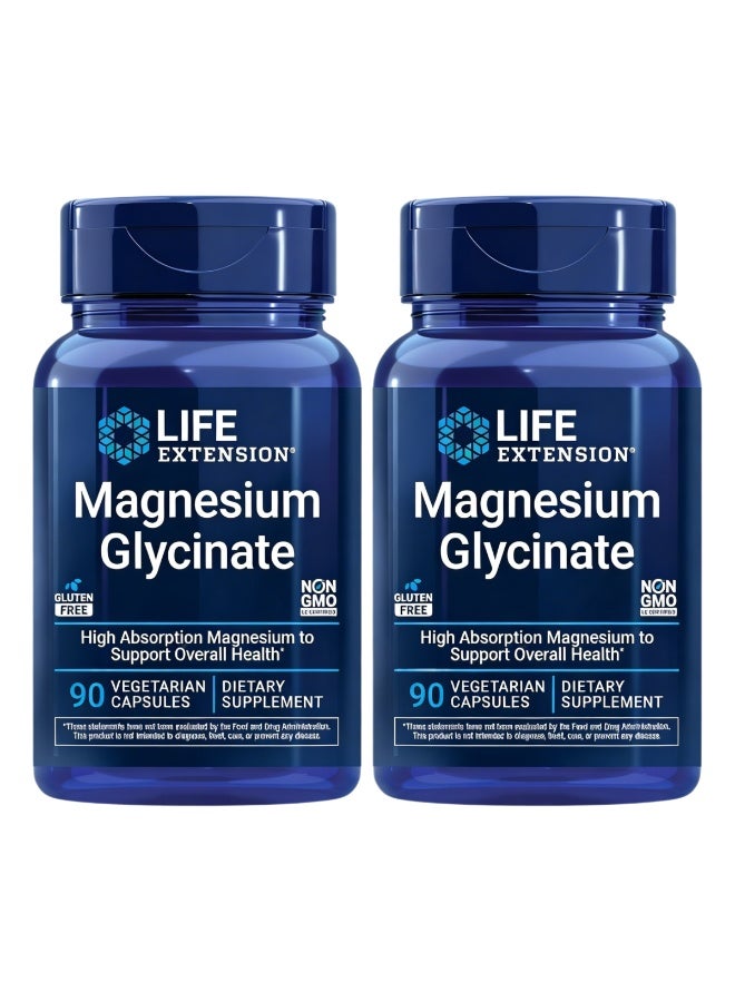 لايف إكستنشن ماغنيسيوم الجليسينات | عبوتين | دعم صحة القلب والعظام والأعصاب والعضلات | عالي الامتصاص | خالٍ من الغلوتين | غير مُعدل وراثيًا | نباتي | 90 كبسولة - Image 1