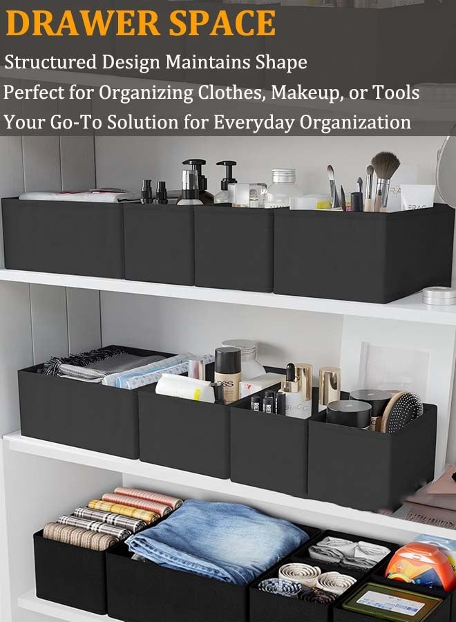 ثمانية فيبيهاوس مقسمات ادراج منظم أدراج منظمات ملابس منظمات ادراج عبوة من ١٢ منظمًا لخزانة الملابس بوكسات تخزين منظمات دولاب منظم ملابس منظمات ادراج ملابس منظم ادراج منظم خزانة، منظم تخزين للملابس، ملابس الأطفال، الملابس الداخلية، الجوارب بوكسات تنظيم (أسود منظم ملابس داخليه) - Image 4