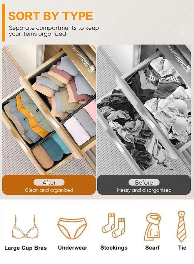 ثمانية فيبيهاوس مقسمات ادراج منظم أدراج منظمات ملابس منظمات ادراج عبوة من ١٢ منظمًا لخزانة الملابس بوكسات تخزين منظمات دولاب منظم ملابس منظمات ادراج ملابس منظم ادراج منظم خزانة، منظم تخزين للملابس، ملابس الأطفال، الملابس الداخلية، الجوارب بوكسات تنظيم (أسود منظم ملابس داخليه) - Image 3
