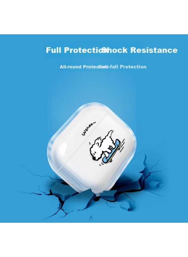 Yingkaida Airpods 4 Protective Case Apple Earphone Protective Case Wireless Bluetooth Earphone Case Anti-drop Creative Anti-slip Shell Storage Box Skateboard Dog