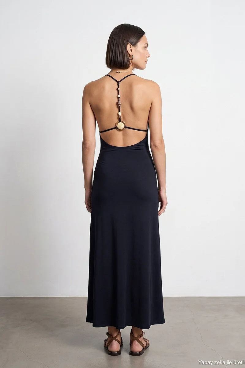 Dilvin Navy Blue DILVIN Viscose Maxi Dress for Women | Best Price UAE