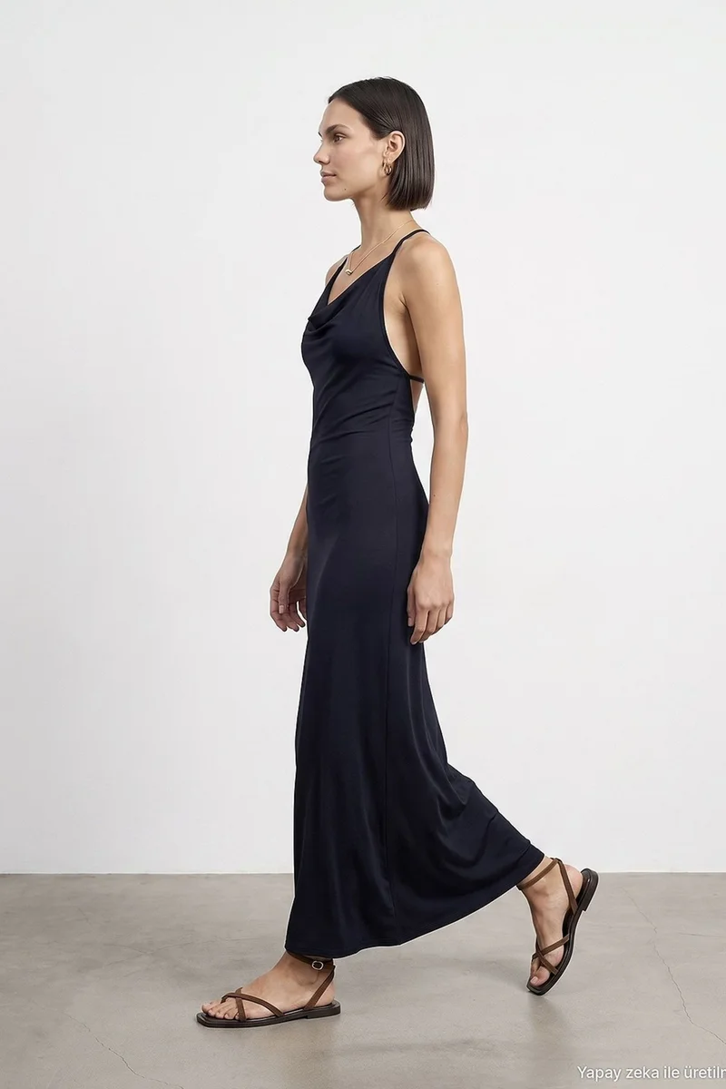 Dilvin Navy Blue DILVIN Viscose Maxi Dress for Women | Best Price UAE