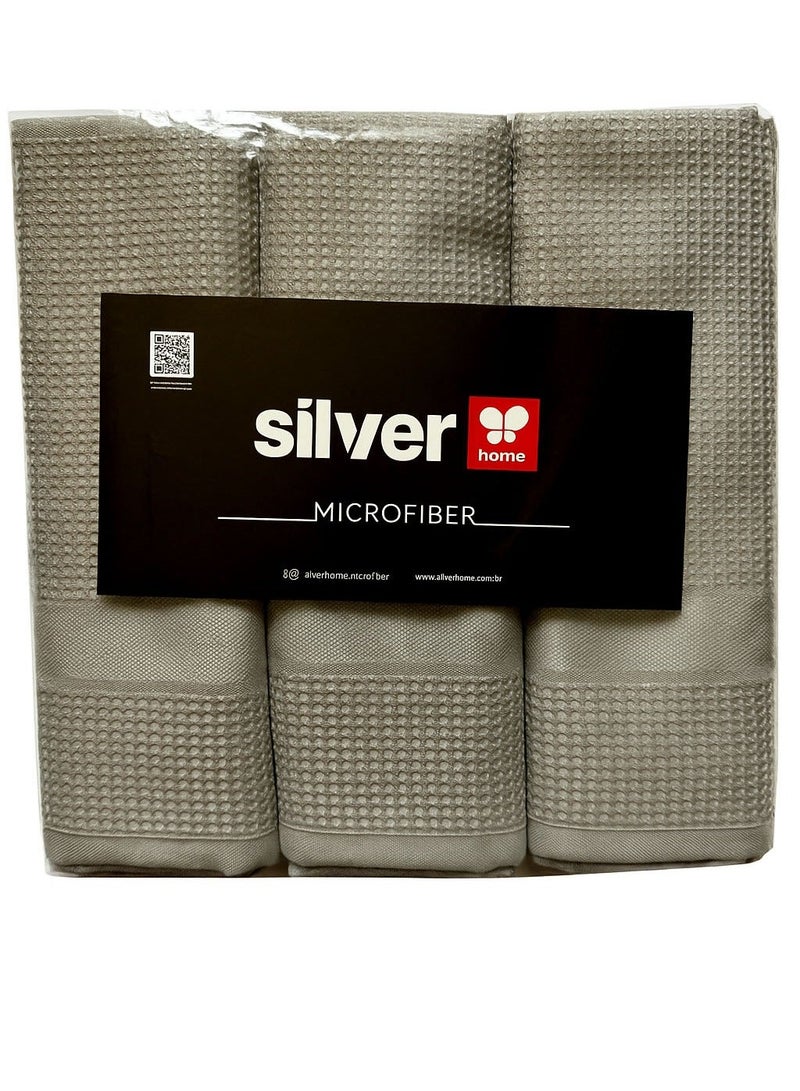 Silver Home Professional Decorative Large Microfiber Glass & Mirror Cleaning Cloths – Large 42x68 cm | Extra-thick, Tight-knit Fibers | High GSM | No Detergent Need | 3 Pack - Image 1