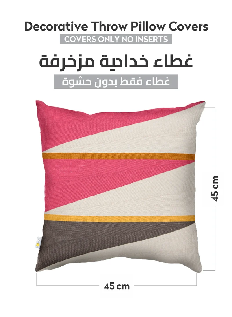 Donetella Decorative Embroidered Cushion Cover Pink/White/Grey 45x45Cm (Without Filler)