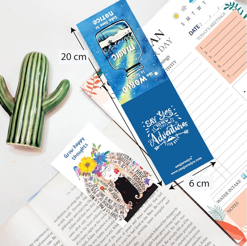 Antara Positive Affirmation Bookmarks with Quotes | Set of 5 | Digitised Handpaintings | Laminated Matte Finish | Best Gift for bibliophiles | 2.25" X 3.8" | Magnetic Clip Attachment - Image 5