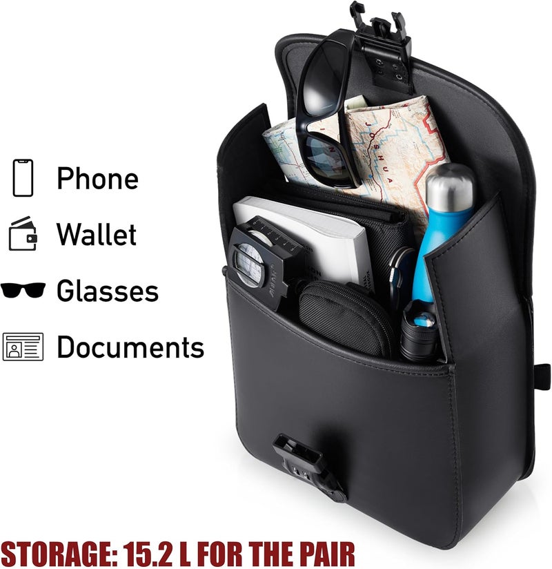 Nomad USA حقائب دراجة نارية جلدية من نوماد USA - حقائب جلدية قابلة للرمي بسرعة وسهولة (أسود) - Image 4